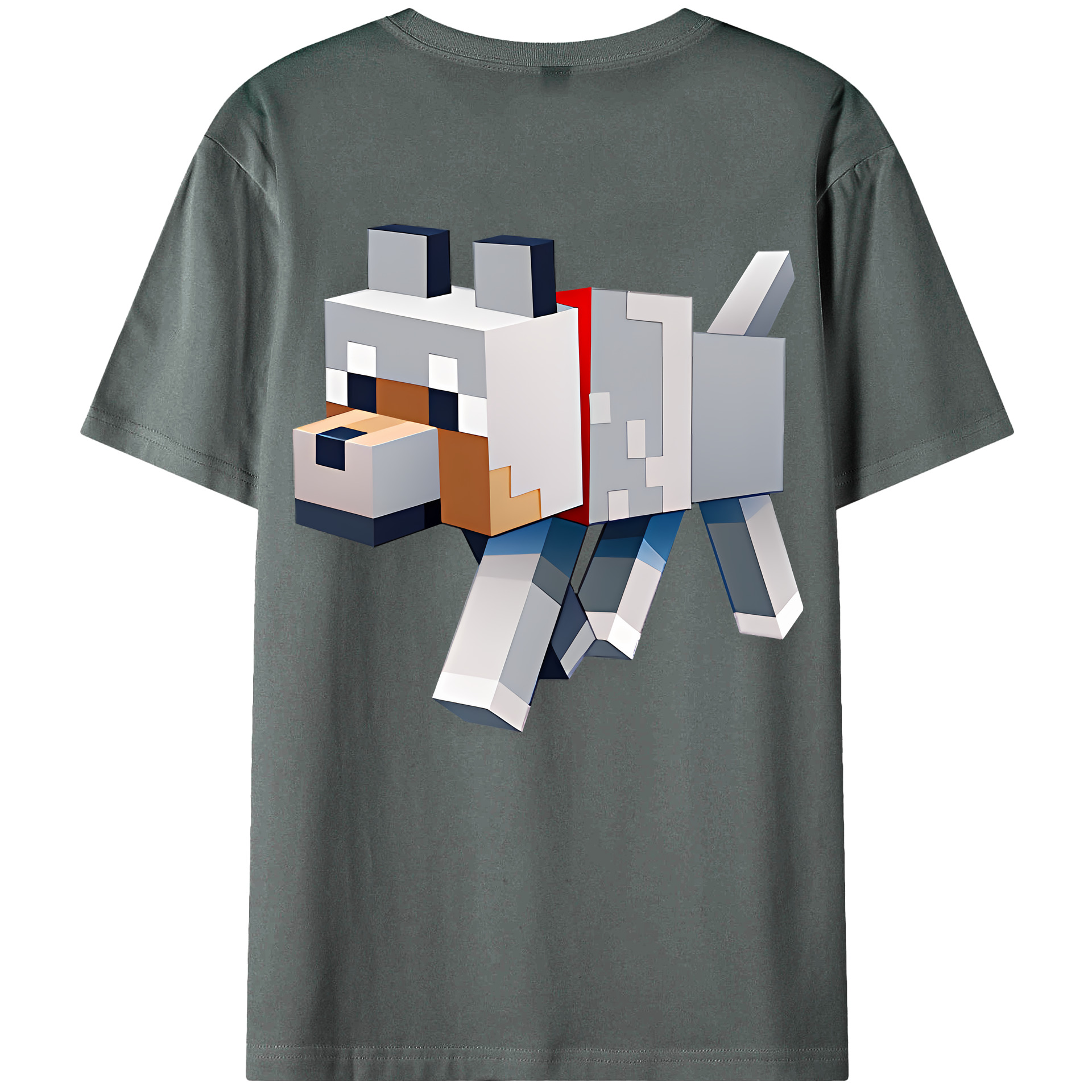 （画像用） マインクラフト ブロックの世界 Minecraft MC Block world 綿100％ メンズ半袖Tシャツ（バックプリント） 通気性